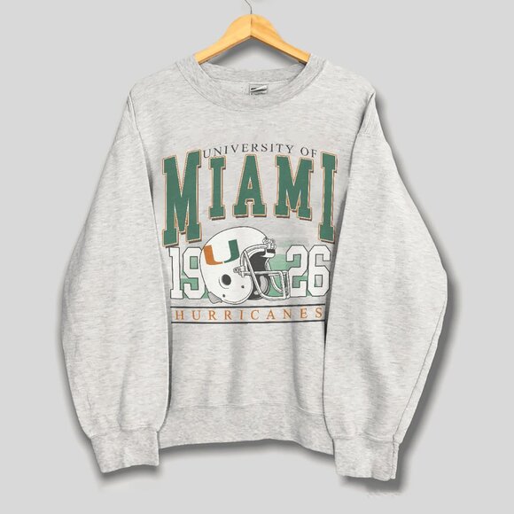 Vintage University of Miami Hurricanes Football Sweatshirt, Retro NCAA Shirt Tee - Picture 1 of 2